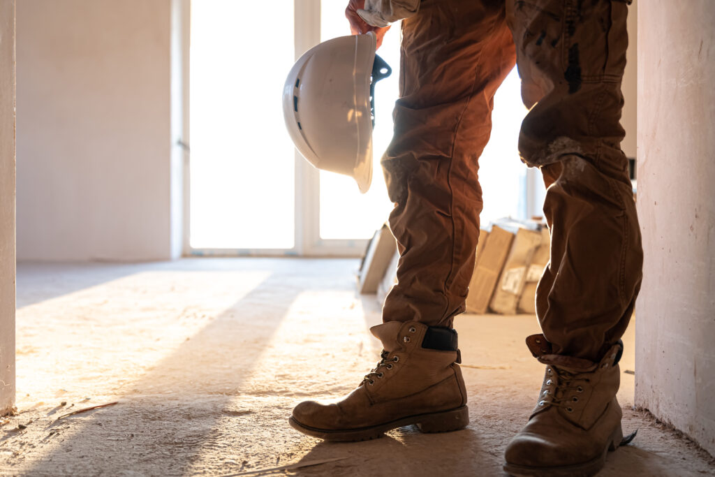 boots of a construction worker