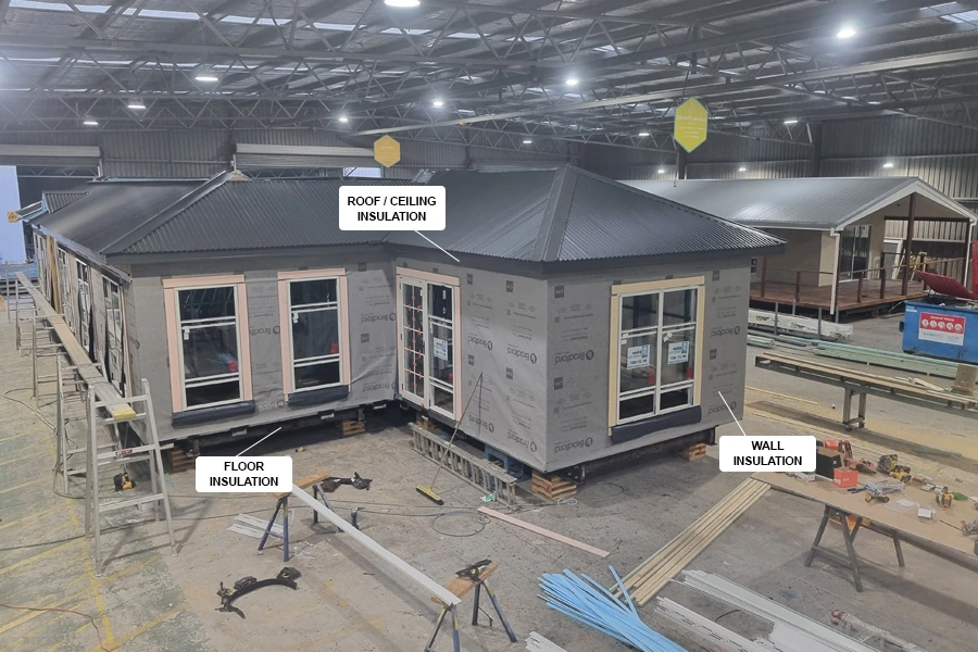 Home insulation in the roof, walls and floor supporting energy efficiency